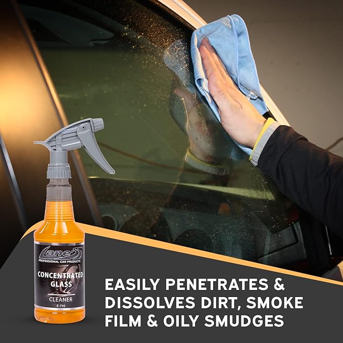 LANE'S Concentrated Auto Glass Cleaner | Tint-Safe Car Windshield, Window Cleaner | Removes Automotive Smoke Film, Fingerprints, & Smudges | Streak-Free, Safe for All Glasses | 16oz, 2 Pack