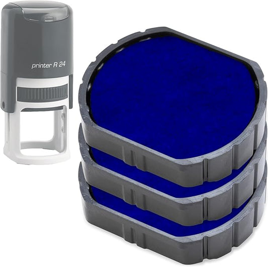 E/R24 Replacement Pad Compatible for 2000 Plus Printer R24 - Water Based - Pack of 3 - Blue