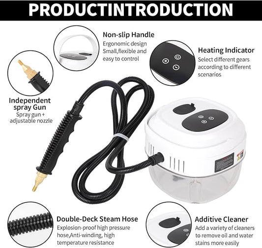 Steam Cleaner for Home, Steamer for Cleaning, 6-Level, 10s Heat-Up & 1.5L Tank, Handheld Steam Cleaner for Car Detailing, Home, Tile, Grout, Furniture