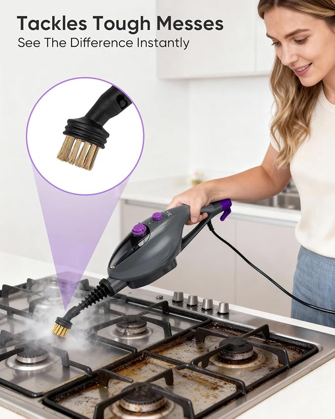 CYK Steam Mops for Floor Cleaning, 12 in 1 Handheld Steam Cleaner for Home, Floor Steamer for Hardwood Floors and Tile (Purple-grey)