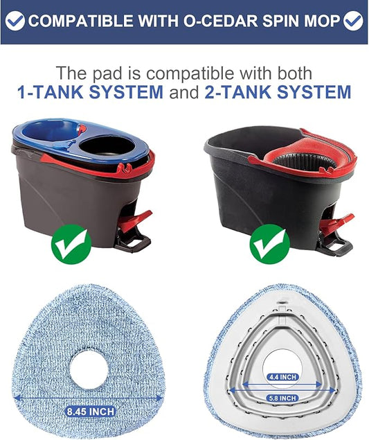 Mop Pads for O-Cedar, New Upgrade 4 Pack Mop Refill Pads, Perfect Addition for Ocedar System Owners, Machine Washable, Reusable, Easy to Replace