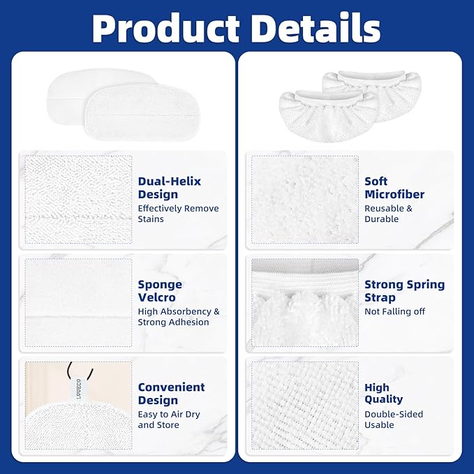 LOVECO 4 Pack Steam Mop Pads + 4 Microfiber Small Cloths Compatible with KGHKGH & Sprobil & Rvwsx Steam Mop Steam Cleaner, Washable Steam Mop Replacement Pads for Scratchfree Floor Cleaning