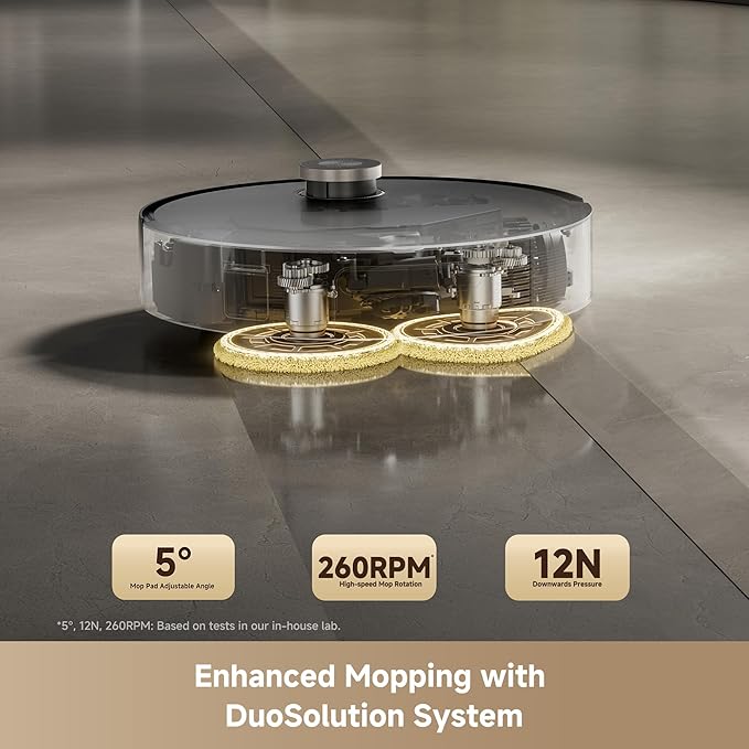Mova Mobius 60 Robot Vacuum and Mop, 30000Pa Suction, Auto-Interchangeable Mop Pads, Liftable Navigation with 3.15inches Obstacle Overcoming, DuoSolution System Designed for Pets