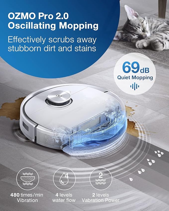 ECOVACS DEEBOT TEO+ Robot Vacuum and Mop Combo with Auto-Empty Station, Precision Laser Mapping, 3D Maps, Oscillating Mopping, 3000Pa Suction, Hands-Free Cleaning for Up to 60 Days