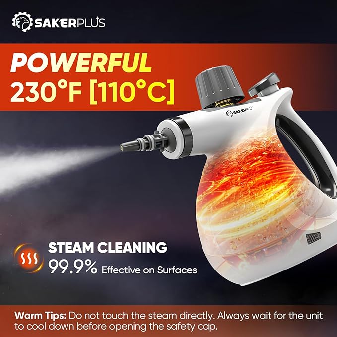 Steam Disinfection Cleaner, Handheld Pressurized Natural Steam Cleaner with 9 PCS Accessories, Portable Multi-Surface Steamer for Cleaning Home Kitchen Floor, Upholstery, Tile Grout & Car