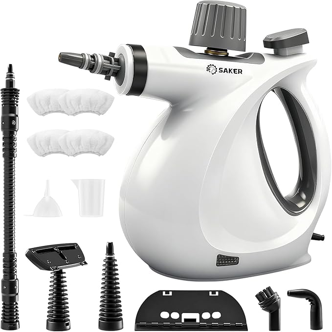 Saker Handheld Steam Cleaner New,Portable Steam Cleaner for Home,1050W Steam Cleaner,4 Fiber Cloths for Quick Heating & Deep Cleaning of Floors, Cars, and Kitchen