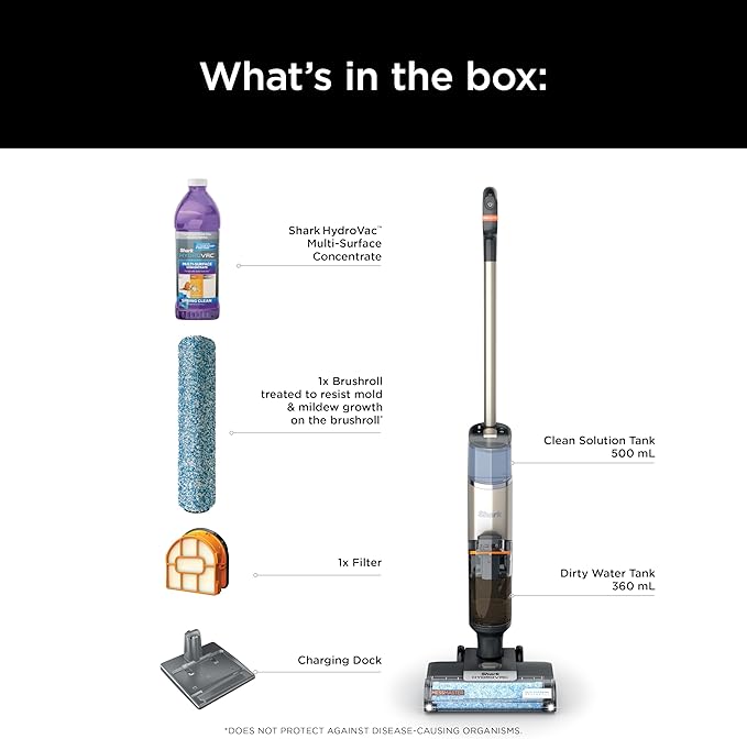 Shark HydroVac MessMaster Wet Dry Vacuum Cleaner, Cordless, 3-in-1 Vacuum Mop All in One & Self-Cleaning System, Lightweight, Powerful Suction, for Hard Floors & Area Rugs, Stone, WD261,Rose Gold