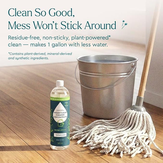 Puracy Wood Floor Cleaner Concentrate - pH Neutral Plant-Powered Hardwood & Wooden Floor Cleaner - Residue-Free Non-Sticky Cleaning Solution As Seen on TikTok (Blue Sage & Driftwood, 16 fl oz)