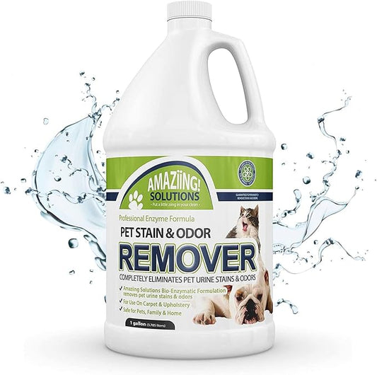 Pet Stain and Odor Remover - Enzyme Cleaner, Pet Urine Odor Eliminator Refill - Floor & Carpet Cleaner, Pet Deodorizers For Home, Fabric Freshener W/Fresh, Clean Scent, 1 Gallon