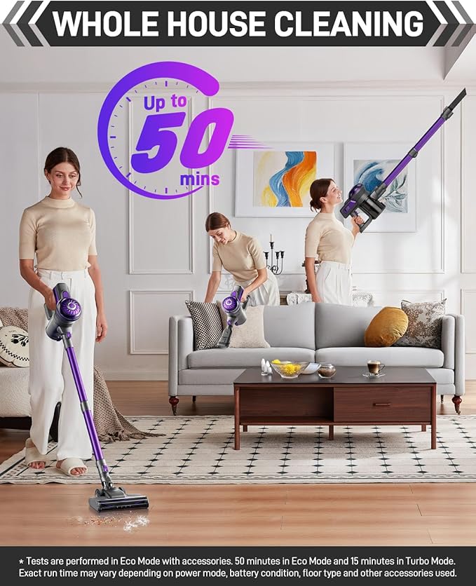 Cordless Vacuum Cleaner, Lightweight 2-in-1 Stick & Handheld Vacuum for Apartment, Pet Hair & Car Cleaning