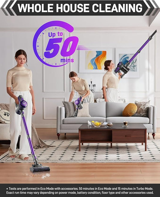 Cordless Vacuum Cleaner, Lightweight 2-in-1 Stick & Handheld Vacuum for Apartment, Pet Hair & Car Cleaning