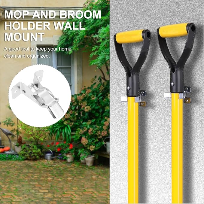 Uonlytech 10Pcs Mop and Broom Holder Wall Mounted Organizer with Grippers for Home Storage Kitchen Bathroom Garage Space Saving