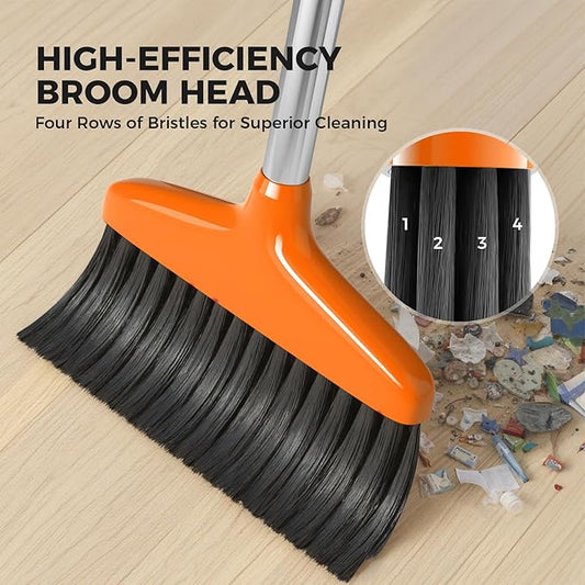 Handy Broom, Indoor/Outdoor Brooms, Duty Kitchen Broom, for Home Garage Kitchen Office Courtyard Lobby Patio Lawn Concrete (1, Orange)