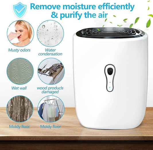 Dehumidifiers for Home 27oz(800ml) Small Auto Shut off Dehumidifiers with Drain Hose,Portable Ultra Quiet Mini Dehumidifier Effective for Bathroom, Basement, Garage, RV, Gun Safe, Closet