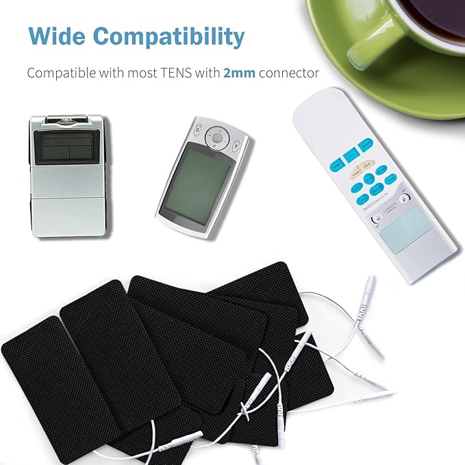 TENS Unit Replacement Pads 10 Pcs 2''x4'' Large Electrode Patches with Upgraded Self-Adhesive & Non-Irritating Design, Reusable 35 Times for Electrotherapy, Compatible with AUVON, TENS 7000