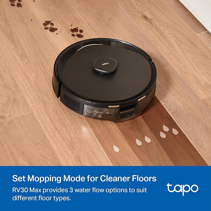 Tapo LiDAR Smart Navigation Robot Vacuum and Mop, 5300Pa Max, 97%+ Dust Pickup Rate, Customizable Cleaning, Self-Charging, Works w/Alexa & Google Home, RV30 Max