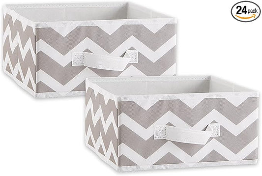 DII Non Woven Polyester Storage Bin, 11x11x5.5-inch, Chevron Gray, 2 Piece (Pack of 12)