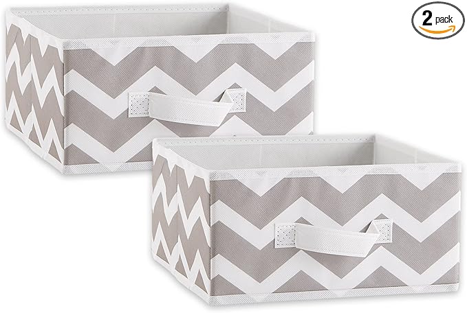 DII Non Woven Polyester Storage Bin, 11x11x5.5-inch, Chevron Gray, 2 Piece