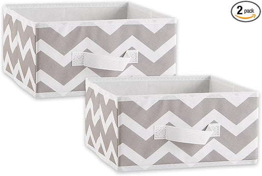 DII Non Woven Polyester Storage Bin, 11x11x5.5-inch, Chevron Gray, 2 Piece