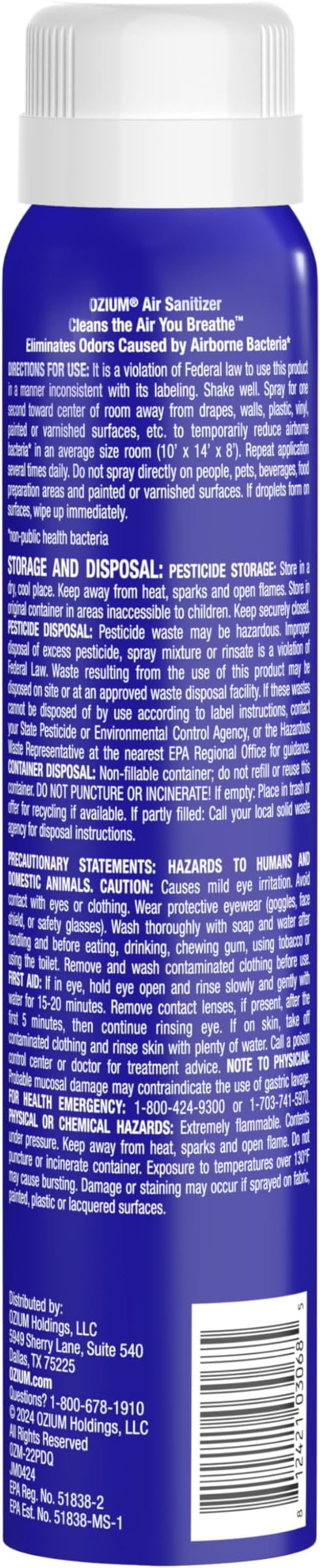 Ozium 3.5 Oz. Air Sanitizer & Odor Eliminator for Homes, Cars, Offices and More, New Car Scent, 4 Pack (OZM-22-4)