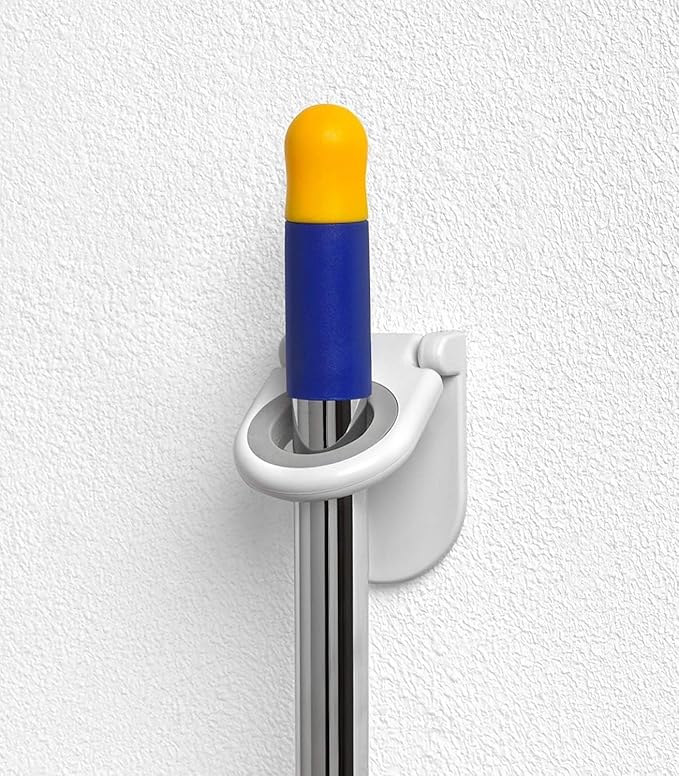 Spectrum Diversified Plastic Mop and Broom Holder, White, 11.25 in L x 1 in W x 3 in H