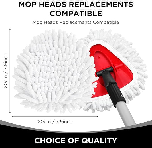Baderke 3 Pack Chenille Mop Heads Replacements Compatible with 1 Tank System Chenille Duster Replacement Heads Microfiber Spin Mop Refill Pads Reusable Dust Refills for Floor Cleaning (White)