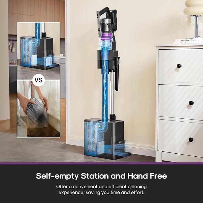Eureka Cordless Vacuum Cleaner Lightweight, Stick Vacuum Rechargeable for Hardwood, Pet Hair, Blue w/Clean Station, Stylus Elite NEC490SE