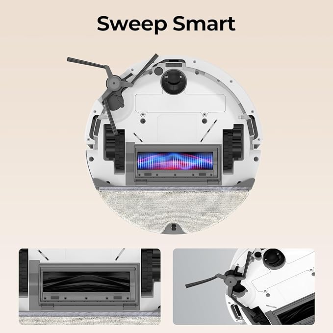 Robot Vacuum and Mop Combo, 10Kpa Robotic Vacuum Cleaner, 150 Min Max, Customized Cleaning, Multi-Floor Mapping, WiFi/Alexa/APP, Ideal for Hard Floors, Carpets & Pet Hair, Self-Charge (3621)