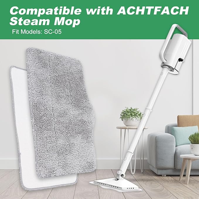 GreeSuit Microfiber Steam Mop Pads Compatible with ACHTFACH Steam Mop, Washable & Reusable Microfiber Steam Mop Cloth for All Types of Surfaces