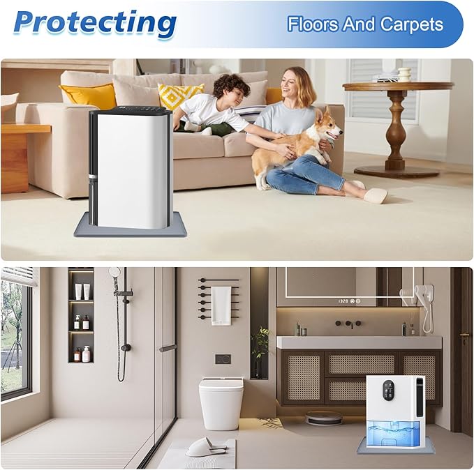 Dehumidifier Drip Pan, 18''x15'' Humidifier Drip Pan, Prevent Water Leakage and Protect Floor & Carpet, Non-Slip & Leak-Proof Silicone Mat with Raised Edge, for Under Dehumidifier and Humidifier Mat