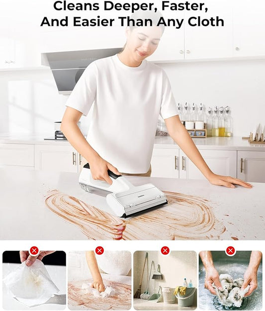 Hizero H100 Handheld Multi-Surface Cleaner for Tables, Desks, Countertops,Glass and Mirrors – Cordless Hard Surface Cleaning Tool That Leaves Surfaces Streak-Free and Dry, No Rags Needed