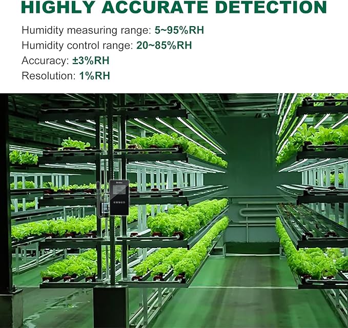Humidity Controller, Briidea Pre-Wired Humidistat Humidifier Dehumidifier with LCD Display High Accuracy Humidity Sensor, Ideal for Greenhouse Mushroom Grow Tent