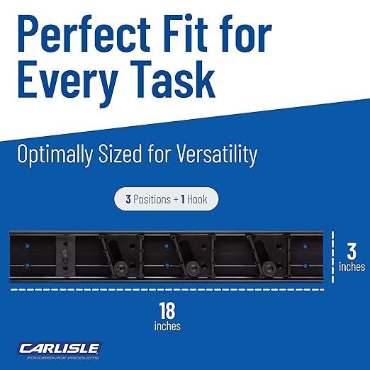 Carlisle FoodService Products 4073100 Roll 'N Grip Mop, Broom and Tool Holder / Storage System, 3 Positions + 1 Hook