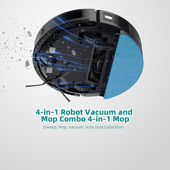 Robot Vacuum Cleaner with Mop Self Emptying;「70 Days* Hands-Free 」2.5L Self Emptying Station,Lidar Navigation WiFi/App/Alexa,Carpet Boost,4in1Robotic for Pet Hair Hard,Floor,Carpet