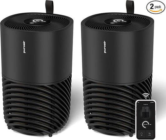 PuroAir 130b Smart Air Purifiers for Home Pets - Covers Up To 600 Sq Ft - Filters Up To 99.9% of Pollutants, Smoke, Pollen, Dust - Quiet Air Filter - Air Purifiers for Bedroom (2 Pack)