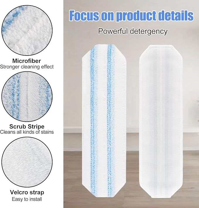 Mop Replacement Pads Compatible with OCedar H2prO Flat Mop System,2 Pack Microfiber Mop Pads for OCedar H2prO Flat Mop,Washable and Reusable H2prO Refills for Hard Floor Deep Cleaning