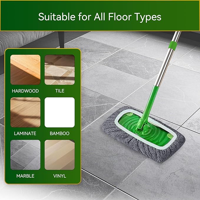 6 Pack Reusable Microfiber Mop Pads Compatible with Swiffer Sweeper, Washable Dry Sweeping Cloths & Wet Mopping Cloths Wet Pads Refill for Mopping Floor (Mop is Not Included)