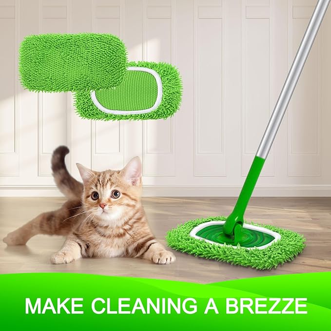 Reusable Wet Pads Refill for Swiffer Sweeper Mop - Dry Sweeping Cloths & Wet Mopping Cloths for Household Cleaning - Washable Microfiber Pads for Mopping Floors - 6 Pack (Mop is not Included)
