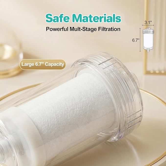 1 micron Carbon Shower Filter, Visible Water Filter for Shower, Washing machine filter, 99% Removal of Chlorine, Fluoride, Heavy metal, Odor & Scale, Improves Skin Condition, Protects hair
