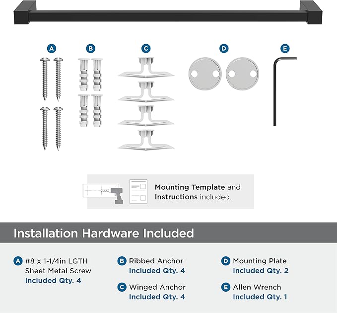 Amerock BH36083MB | Matte Black Towel Bar | 18 in (457 mm) Towel Rack | Monument | Bathroom Towel Holder | Bathroom Hardware | Bath Accessories