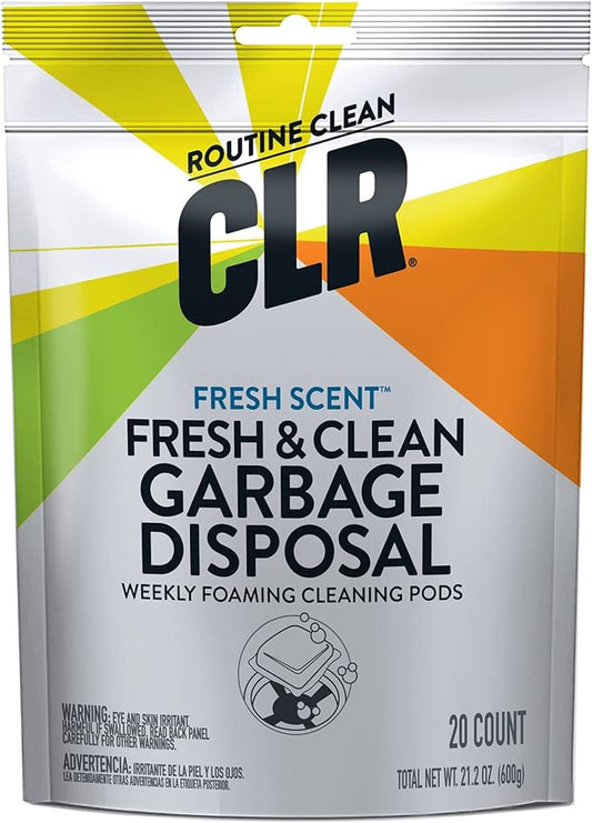 CLR Brands Garbage Disposal Cleaner and Deodorizer Pods, 20 Count, Fresh Scent, Foaming Drain Odor Eliminator, 5 Month Supply