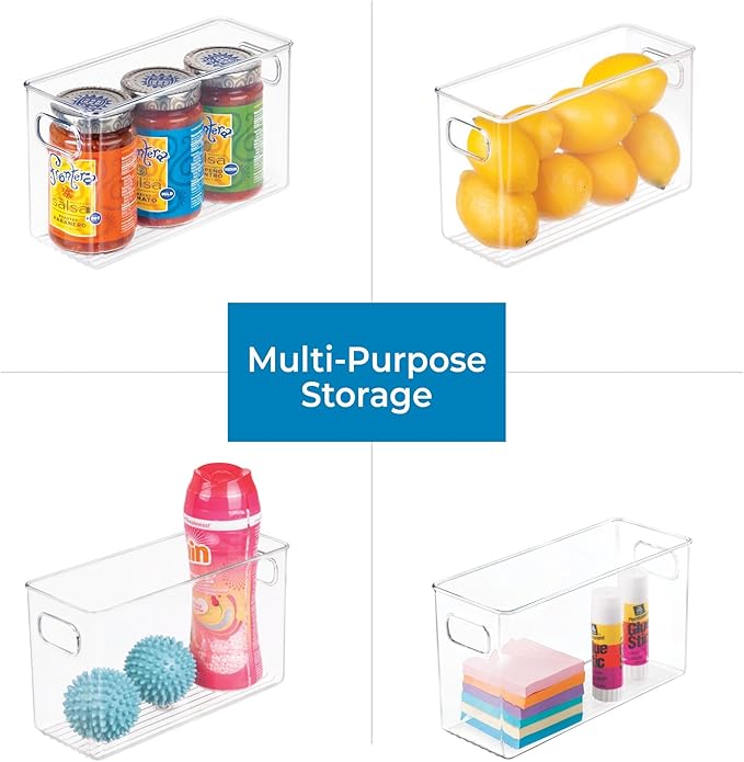 iDesign BPA-Free Plastic Pantry and Kitchen Storage, Freezer and Fridge Organizer Bin with Easy Grip Handles – 10” x 4” x 6”, Clear