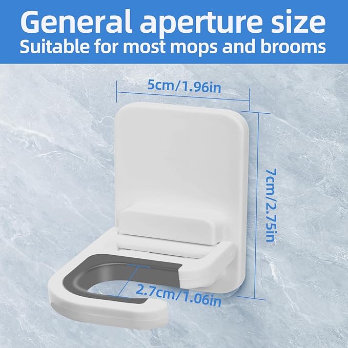 3 Pack，Broom and Mop Holder Wall Mount No Drill，Mop and Broom Gripper，Broom Handle Hanger，Household Cleaning Organizer, Holds up to 6 lb