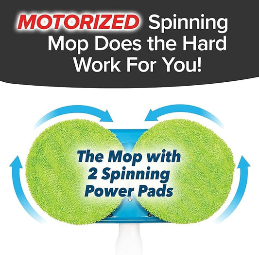 Original As Seen On TV Floor Police Mop with Motorized Dual Spinning Mopheads & 6 Unique Cleaning Pads by BulbHead, Lightweight, Rechargeable & Cordless, Great Hardwood Floor and Tile Cleaner