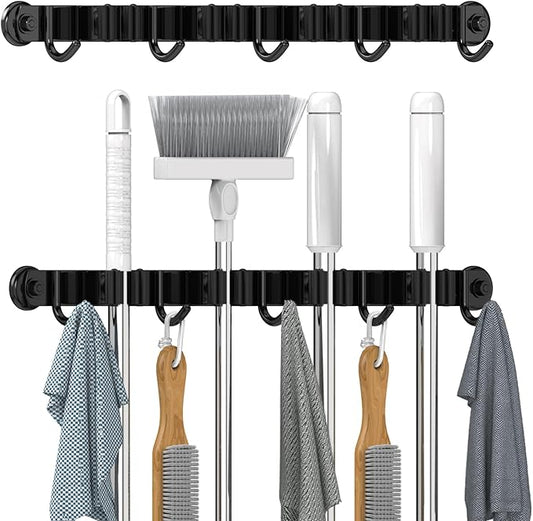 3-H Magnetic Broom Holder Wall Mounted 1 Pack, Strong Magnetic Broom Hooks 17 Inch, Heavy Duty Magnet Broom Organizer Wall Mounted, Utility Storage Tools Rack for Home Kitchen Workshop Laundry Garage