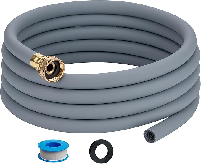 12FT Dehumidifier Drain Hose with 3/4” FHT Brass Rustproof Connector, Versatile Drain Hose Perfectly Compatible with most Dehumidifiers and 3/4” external thread outlet, No Leak (Grey, 12FT)