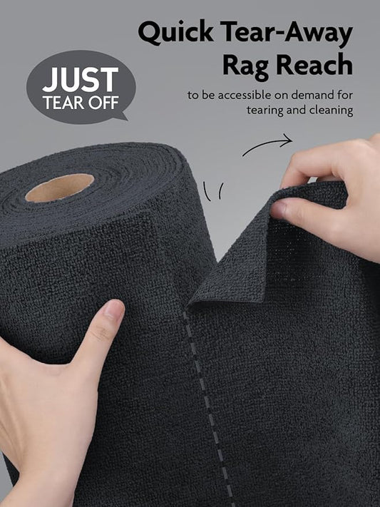 Fantasticlean Microfiber Cleaning Cloth Roll -75 Pack, Tear Away Microfiber Towels, 12" x 12", Reusable, Washable, Scratch Free, Ultra Absorbent for All-Around Cleaning Supplies (DimGray)
