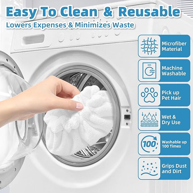 LOVECO 6 Pack Large Bonnets (Rectangle) Steam Mop Pads Compatible with Dupray Steam Cleaner & awasky Steam Cleaner, etc, Reusable Washable Steam Cleaner Accessories for Multi-Surface