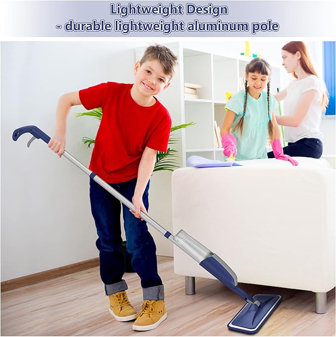Spray Mops for Hardwood Floor Cleaning: MEXERRIS Wet Dust Mops with 4 Reusable Pads for Swiffer Powermop & 2 Refillable Bottles - Wood Floor Mop Home Commercial Mops for Tile Wood Laminate Vinyl