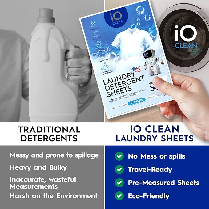 Laundry Detergent Sheets Unscented, 30 Count – Hypoallergenic Laundry Soap Sheets for Sensitive Skin – Travel Friendly Washing Detergent Sheets for HE & Standard Washers
